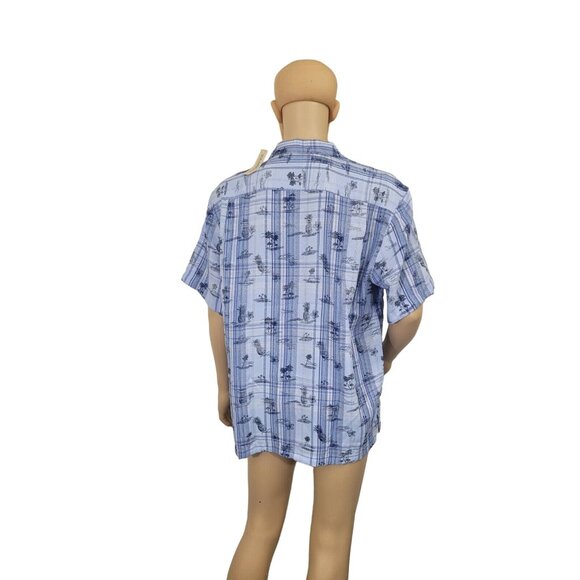 Caribbean Men's Shirt Size L Pineapple Flamingos Short Sleeve Blue Button Up 36 - Picture 5 of 9
